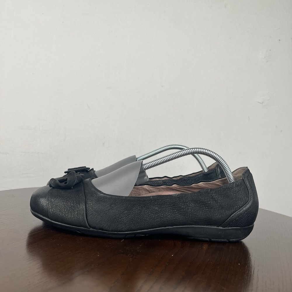 Abeo Bio System Tabitha Shoes Women's 8.5N Black Leather Comfort Bow Flat Loafer